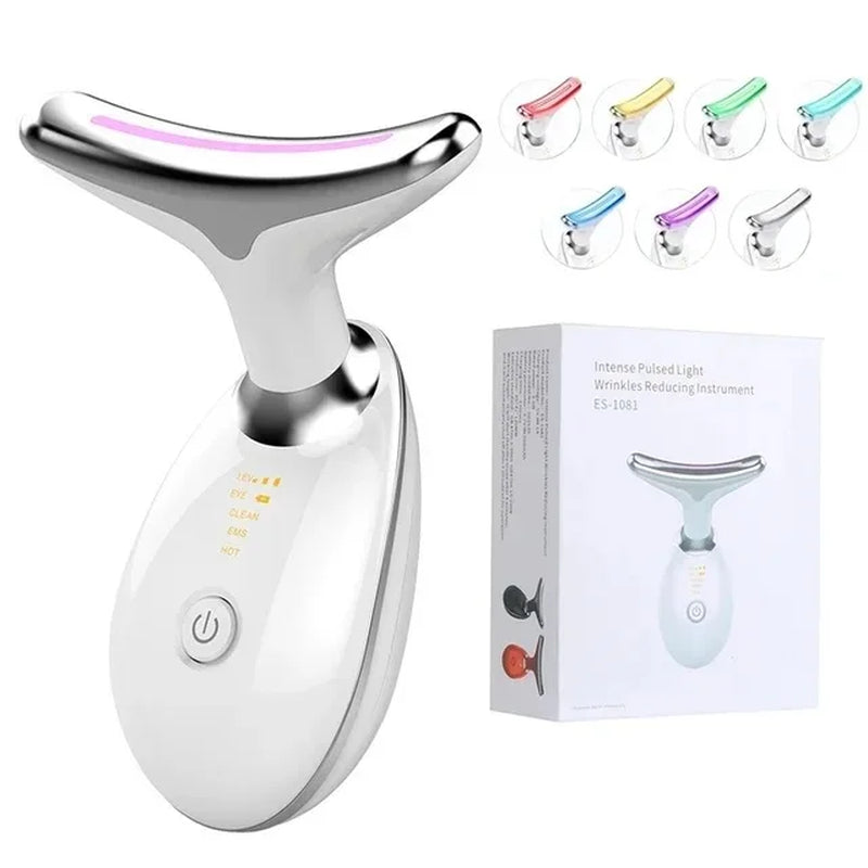 Microcurrent Facial and Neck Lifting Massager with LED Photon Therapy for Skin Tightening and Double Chin Reduction, Anti-Wrinkle Beauty Device