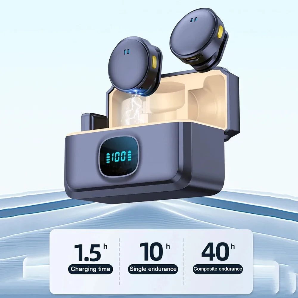 Wireless Lavalier Microphone 2.4G Wireless Microphone Magnetic Suction Microphone Dual Noise Reduction Mic for Video Recording