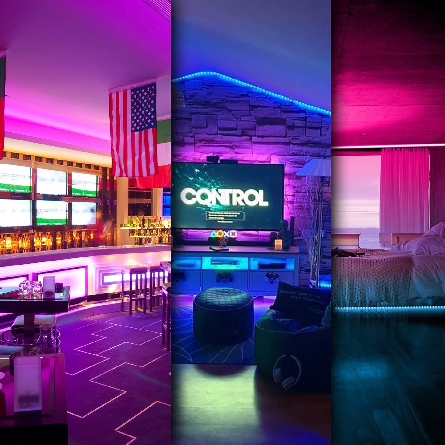 50FT LED Strip Lights, Music Sync 5050 RGB Color Changing LED Lights Strip with Phone Bluet