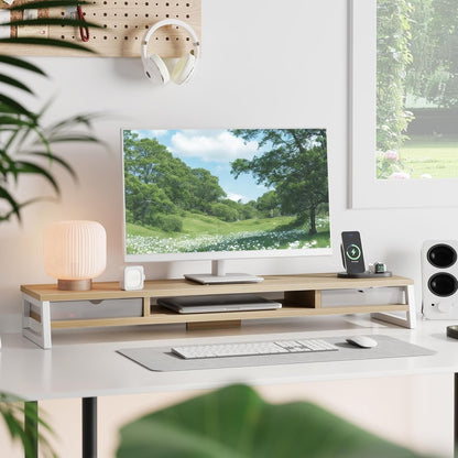 Fenge Dual Monitor Stand Riser for Desk, 42.5In Large Monitor Stand for 2 Monitor - 42.5X9.2X5.4 Inches