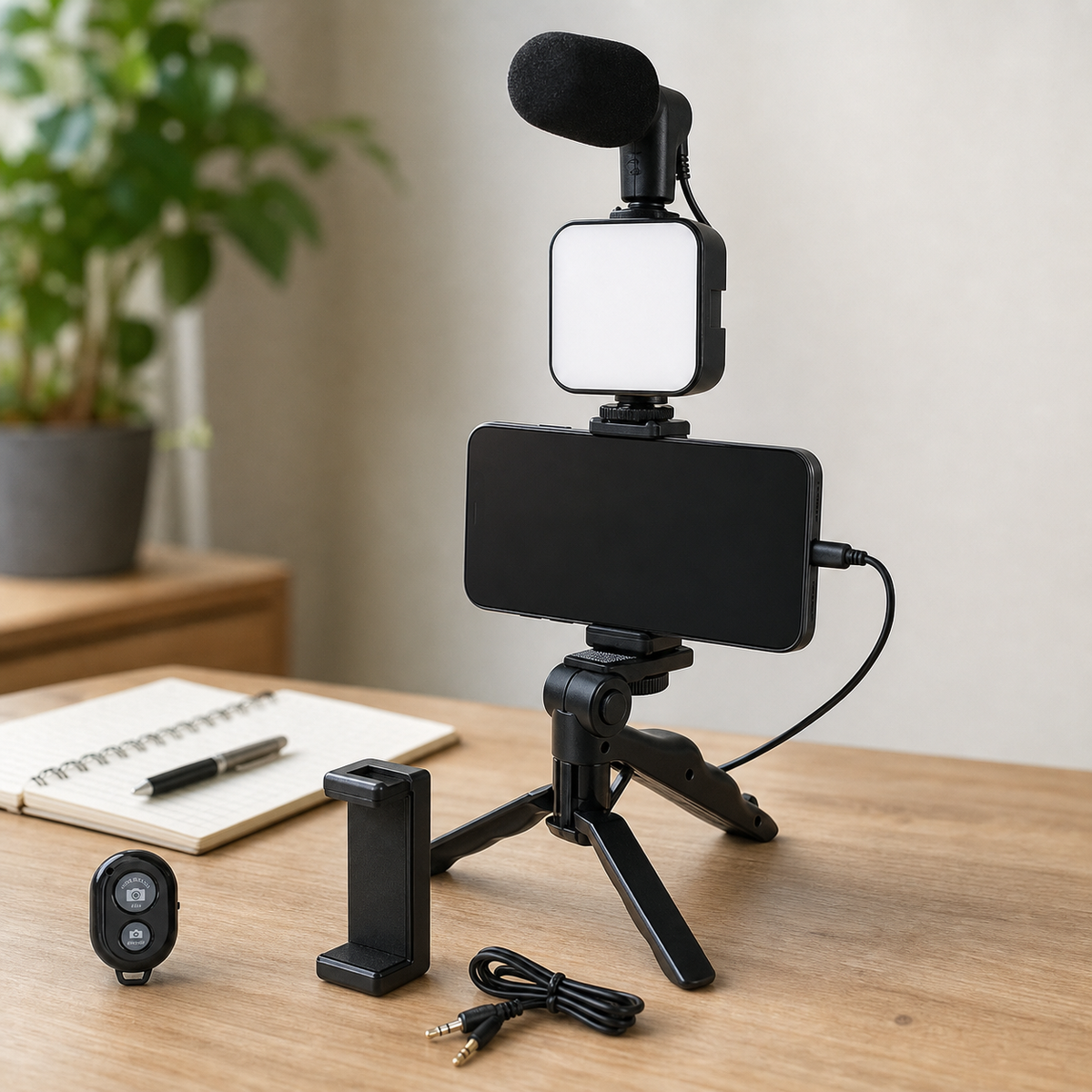 Phone Holder Photography Lighting Smartphone Video Kit Microphone LED Selfie Tripod Recording Handle Portable Stabilizer Bracket