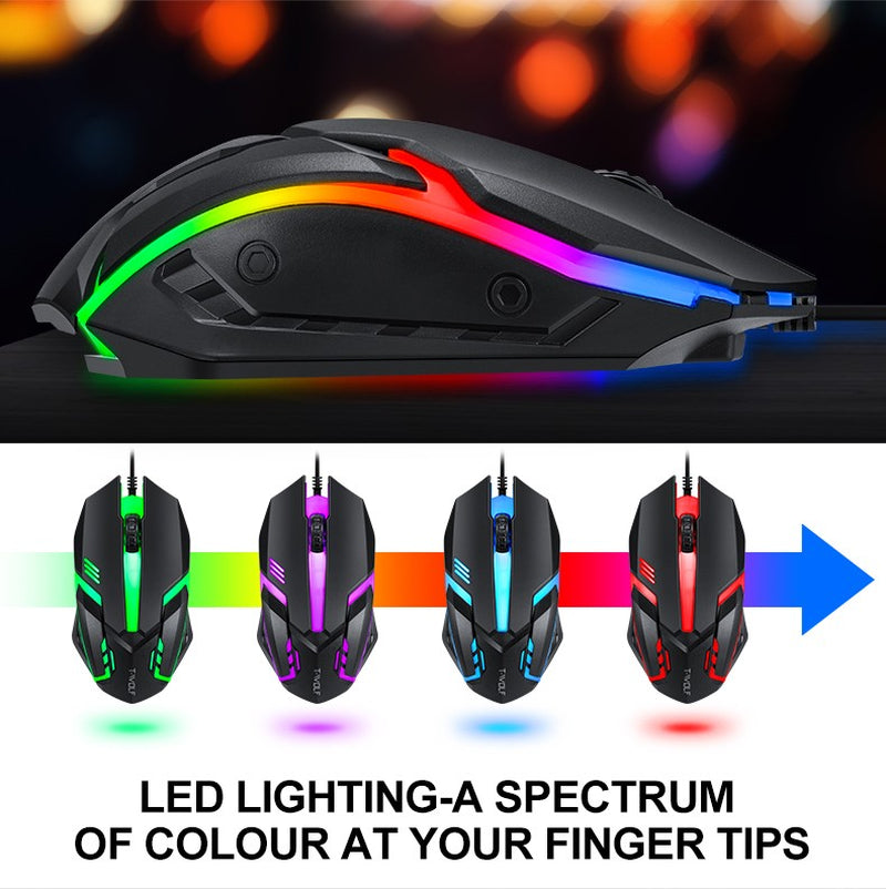 RGB PC Gaming Keyboard Mouse & Headset Set LED Gamer Bundle Mechanical Kits 4IN1