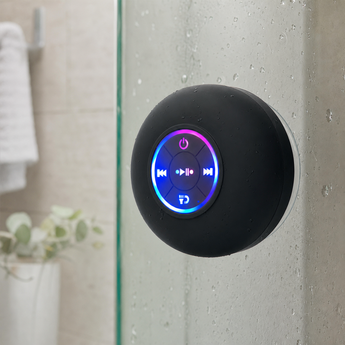 Bathroom IPX4 Waterproof Wireless Colorful LED Light Bluetooth Speaker Suction Cup Mini Portable Speaker Outdoor Stereo Speaker