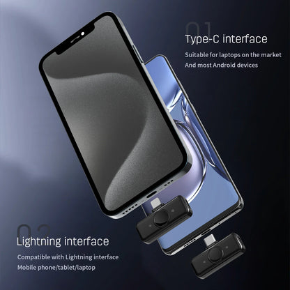 Wireless Lavalier Microphone Dual Omnidirectional Condenser Lavalier Microphone Microphone for Iphone Android Video Recording
