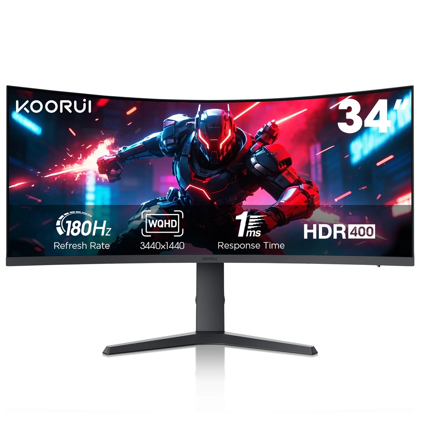 34'' WQHD Curved Gaming Monitor, 180Hz Ultrawide Monitor, 3440×1440P 1Ms(Mprt) HDR400, Black