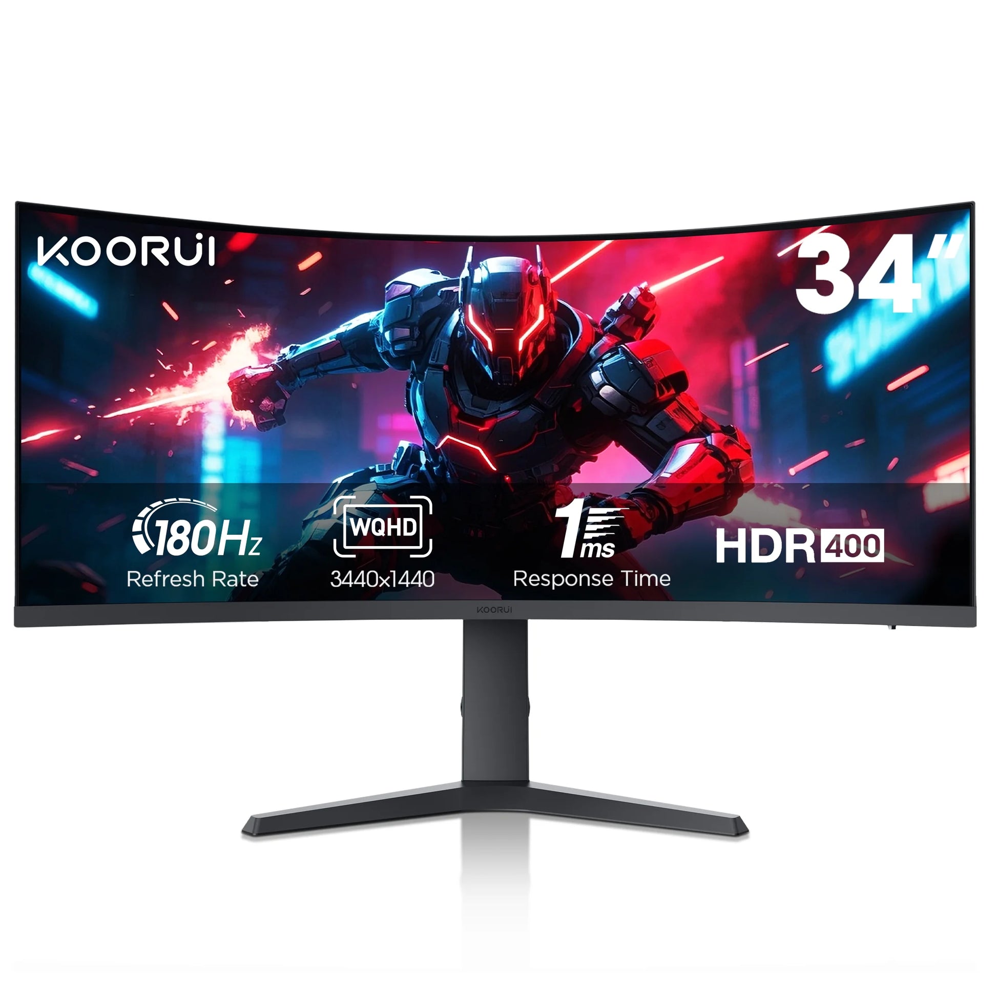 34'' WQHD Curved Gaming Monitor, 180Hz Ultrawide Monitor, 3440×1440P 1Ms(Mprt) HDR400, Black