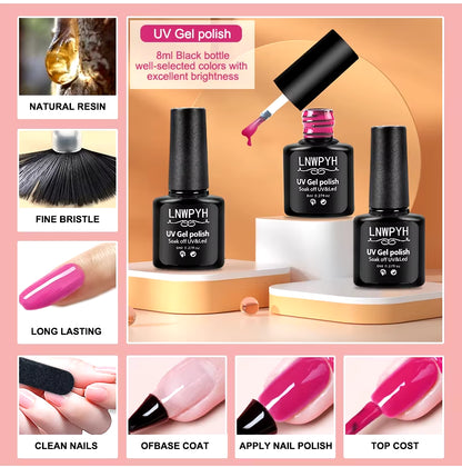 Gel Nail Polish Kit with UV Nail Lamp Electric Nail Drill Machine Soak off Gel Nail Kit Base&Top Coat Gel Polish Nail Tool Set