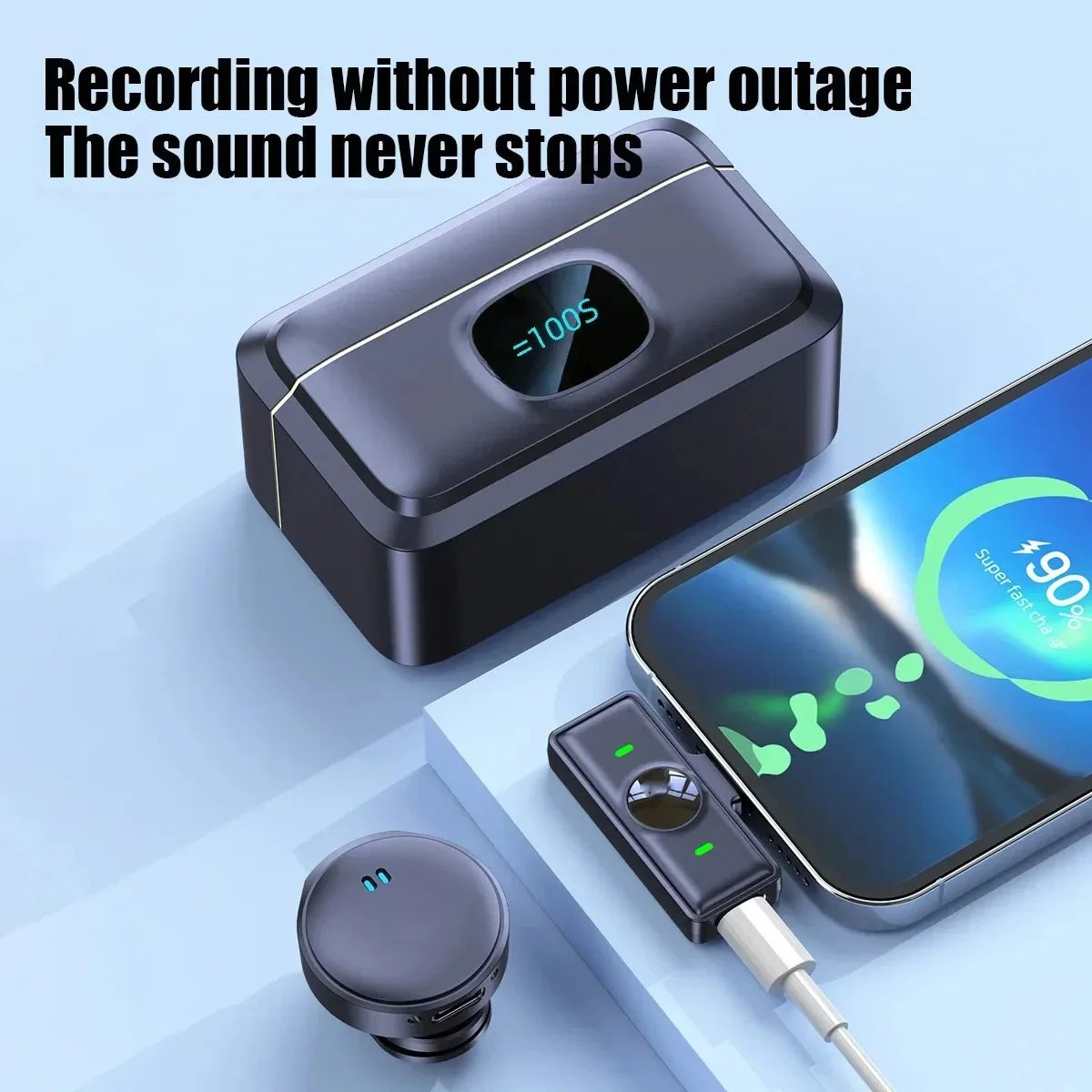 Wireless Lavalier Microphone 2.4G Wireless Microphone Magnetic Suction Microphone Dual Noise Reduction Mic for Video Recording