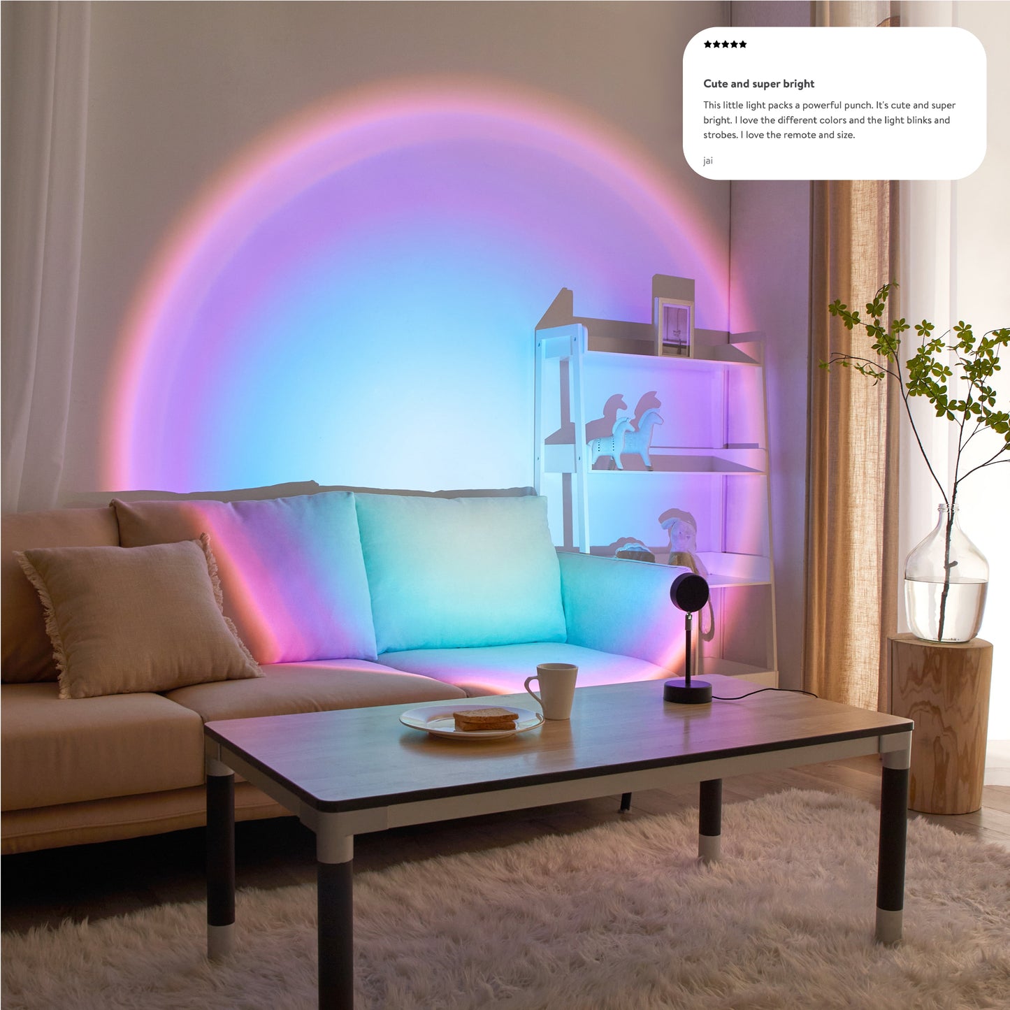 Ultra Violet LED Sunset Projector Lamp, Multicolor Ombre, 10.23" H