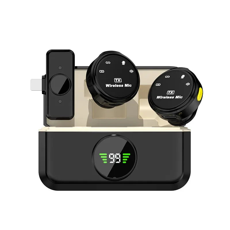 Wireless Lavalier Microphone Dual Omnidirectional Condenser Lavalier Microphone Microphone for Iphone Android Video Recording