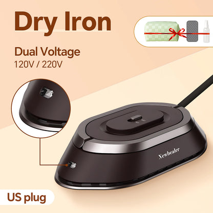 Mini Handheld Travel Iron 120V/220V Lightweight Dry Iron 30S Heat Press Machine Non-Steam Clothes Irons for Home and Travel