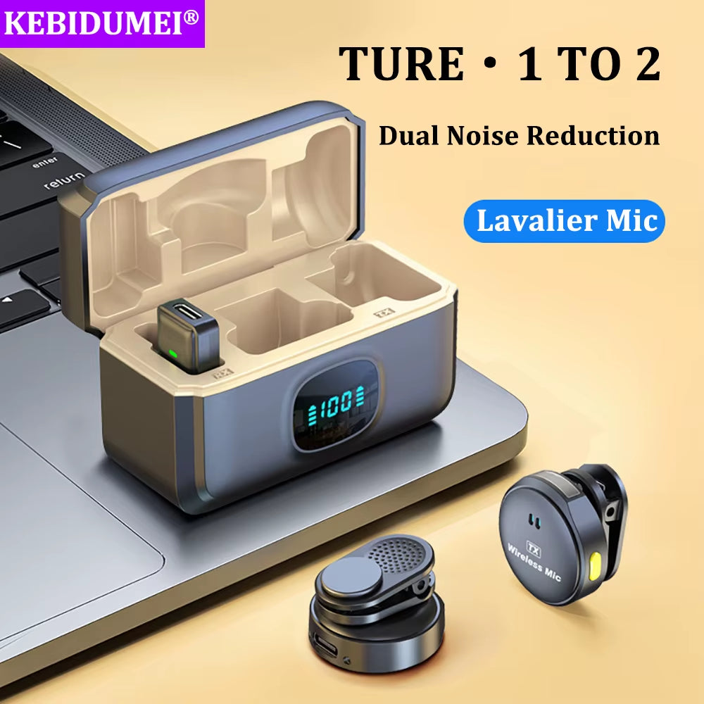 Lavalier Microphone 2.4Ghz Wireless Microphone Magnetic Suction Microphone with Charging Case for Video Recording Plug and Play