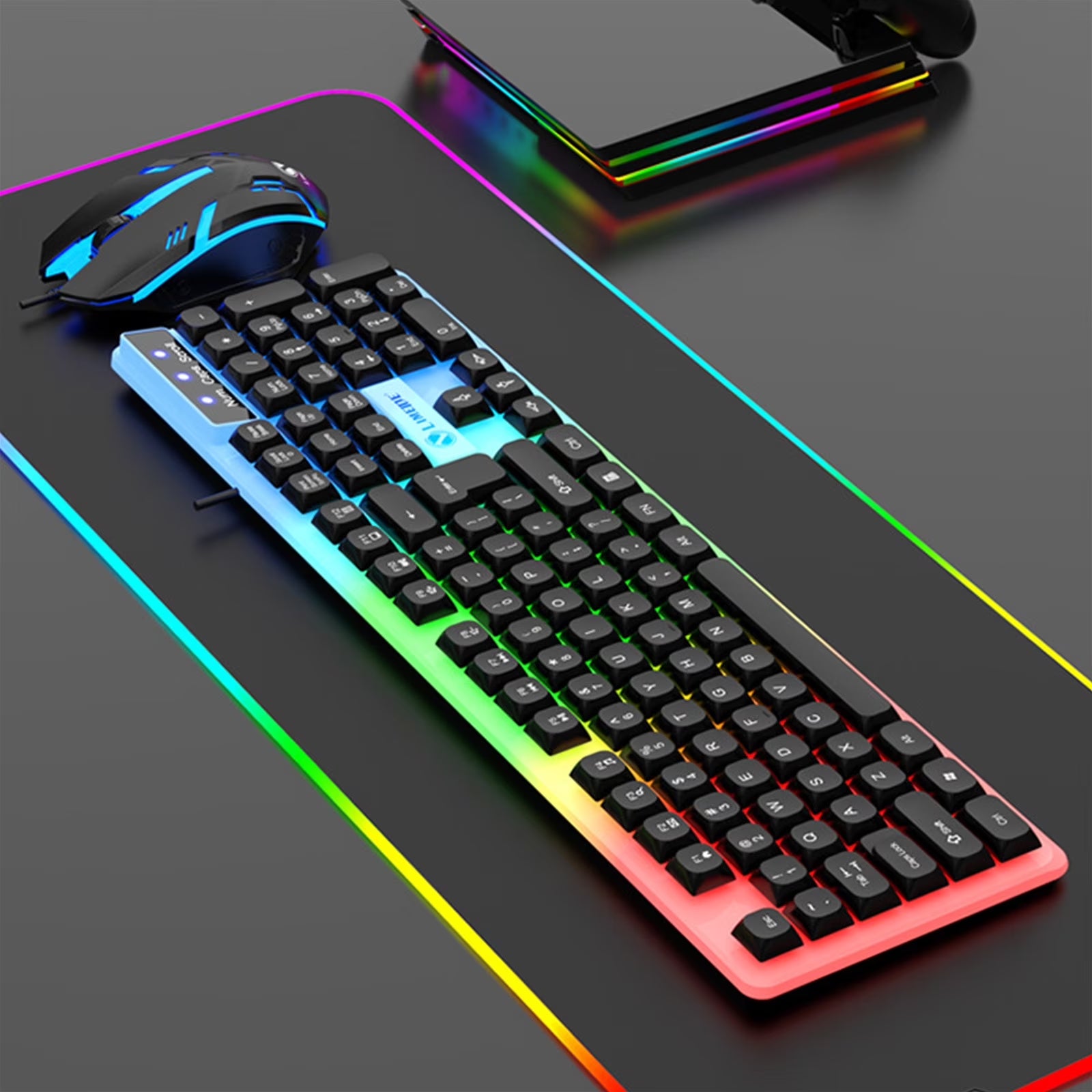 Keyboard, Luminous Keyboard and Mouse Set Hovering Keyboard Mechanical Feeling Gaming Mouse and Keyboard Colourful RGB Lights Wired Keyboard Wired Mouse, Christmas Gifts for Him/Her