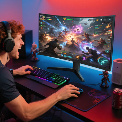 34'' WQHD Curved Gaming Monitor, 180Hz Ultrawide Monitor, 3440×1440P 1Ms(Mprt) HDR400, Black