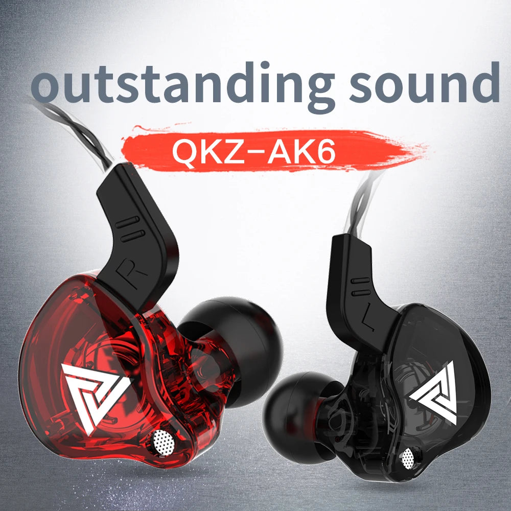 Original QKZ AK6 Copper Driver Hifi Wired Earphone Race Sport Headphone Bass Stereo Headset Music Earbuds 3.5MM in Ear with Mic