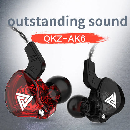 Original QKZ AK6 Copper Driver Hifi Wired Earphone Race Sport Headphone Bass Stereo Headset Music Earbuds 3.5MM in Ear with Mic