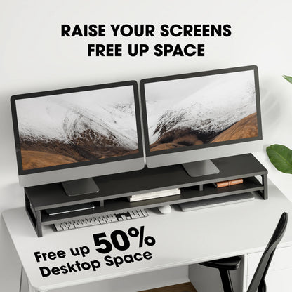 Fenge Dual Monitor Stand Riser for Desk, 42.5In Large Monitor Stand for 2 Monitor - 42.5X9.2X5.4 Inches