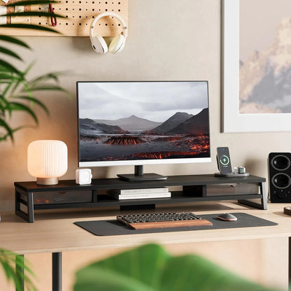 Fenge Dual Monitor Stand Riser for Desk, 42.5In Large Monitor Stand for 2 Monitor - 42.5X9.2X5.4 Inches