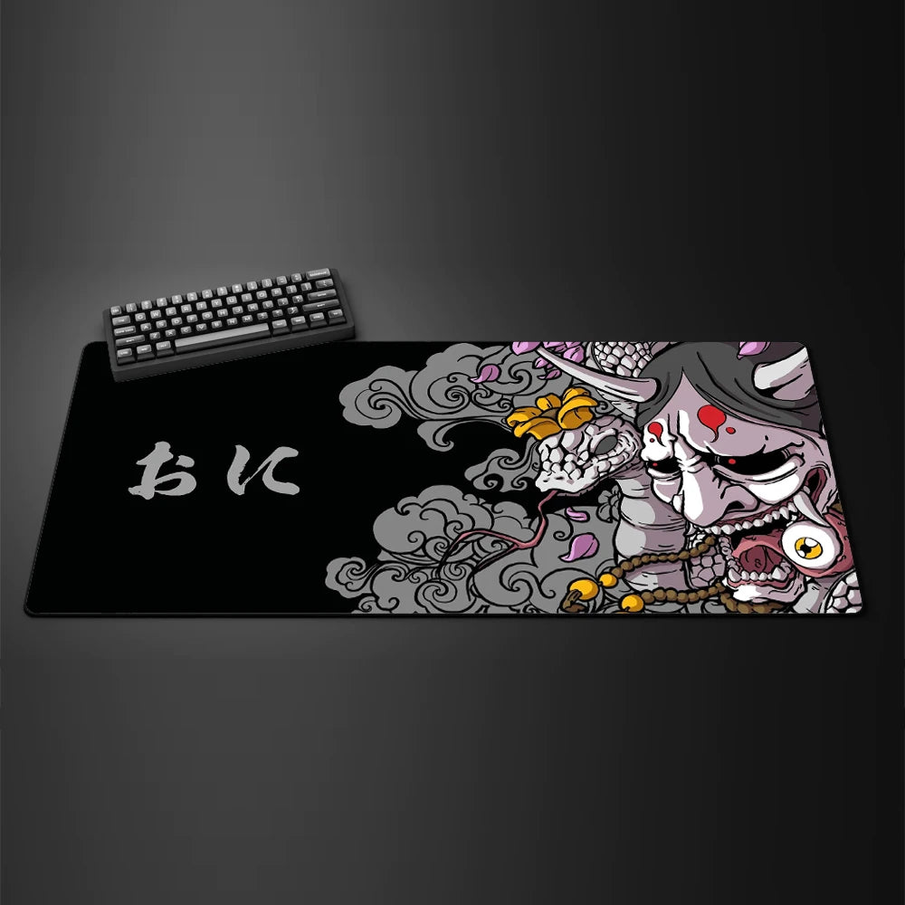 Game Mouse Pad Japanese Samurai Devil Mouse Pad Black Ghost Face Gamer Desk Pad Mouse Pad Carpet Accessories Table Pad