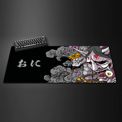 Game Mouse Pad Japanese Samurai Devil Mouse Pad Black Ghost Face Gamer Desk Pad Mouse Pad Carpet Accessories Table Pad