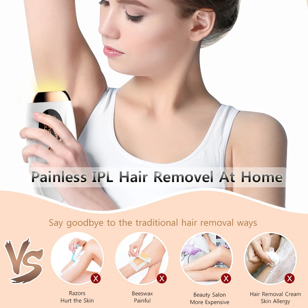 Professional Permanent Laser Hair Removal Device with 999,999 Flashes - Painless Epilator for Women's Body, Facial, Legs, and Bikini Line