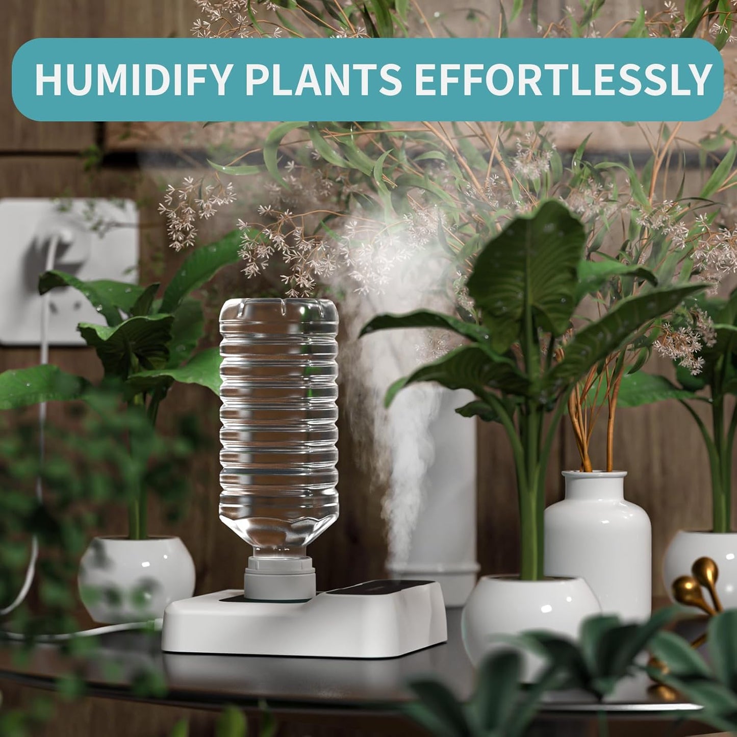 Travel Humidifier, Portable Small Humidifier for Plants, Bedroom, Office, Hotel or Car, 5000Mah Battery Operated Mini Cool Mist Humidifiers, Quiet 23Db, Auto-Off, Night Light & Bpa-Free, White
