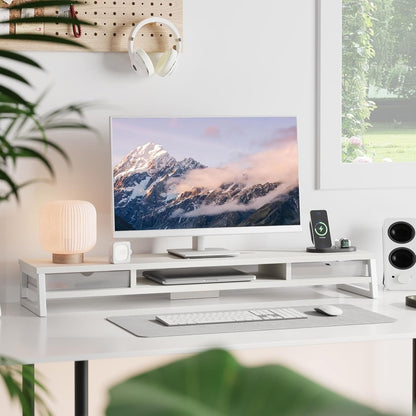 Fenge Dual Monitor Stand Riser for Desk, 42.5In Large Monitor Stand for 2 Monitor - 42.5X9.2X5.4 Inches