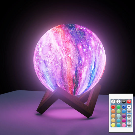 4Inch Galaxy Moonlight Night Light for Adults Kids, 16Colors/3D Printing Moon Lamp Night Lamp for Kids Bedroom Decor