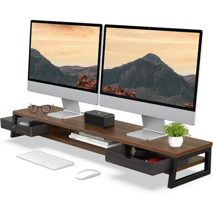 Fenge Dual Monitor Stand Riser for Desk, 42.5In Large Monitor Stand for 2 Monitor - 42.5X9.2X5.4 Inches