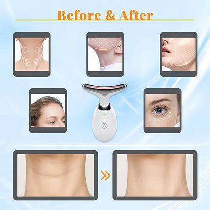 Microcurrent Facial and Neck Lifting Massager with LED Photon Therapy for Skin Tightening and Double Chin Reduction, Anti-Wrinkle Beauty Device