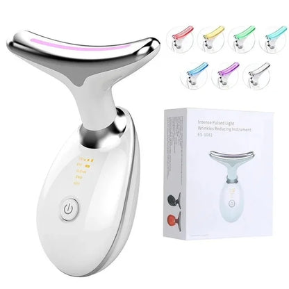 Microcurrent Facial and Neck Lifting Massager with LED Photon Therapy for Skin Tightening and Double Chin Reduction, Anti-Wrinkle Beauty Device
