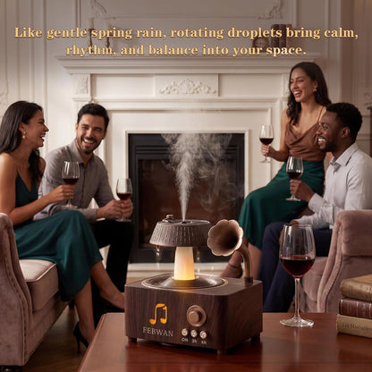 White Noise Aromatherapy Diffuser, Essential Oil Diffuser with Rain Sound, Bluetooth Speaker, Humidifier for Baby Sleep, Yoga, Nursery, Anxiety Relief, Timer, Remote, 250ML