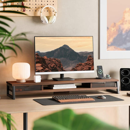 Fenge Dual Monitor Stand Riser for Desk, 42.5In Large Monitor Stand for 2 Monitor - 42.5X9.2X5.4 Inches