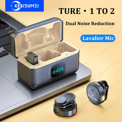 Wireless Lavalier Microphone 2.4G Wireless Microphone Magnetic Suction Microphone Dual Noise Reduction Mic for Video Recording