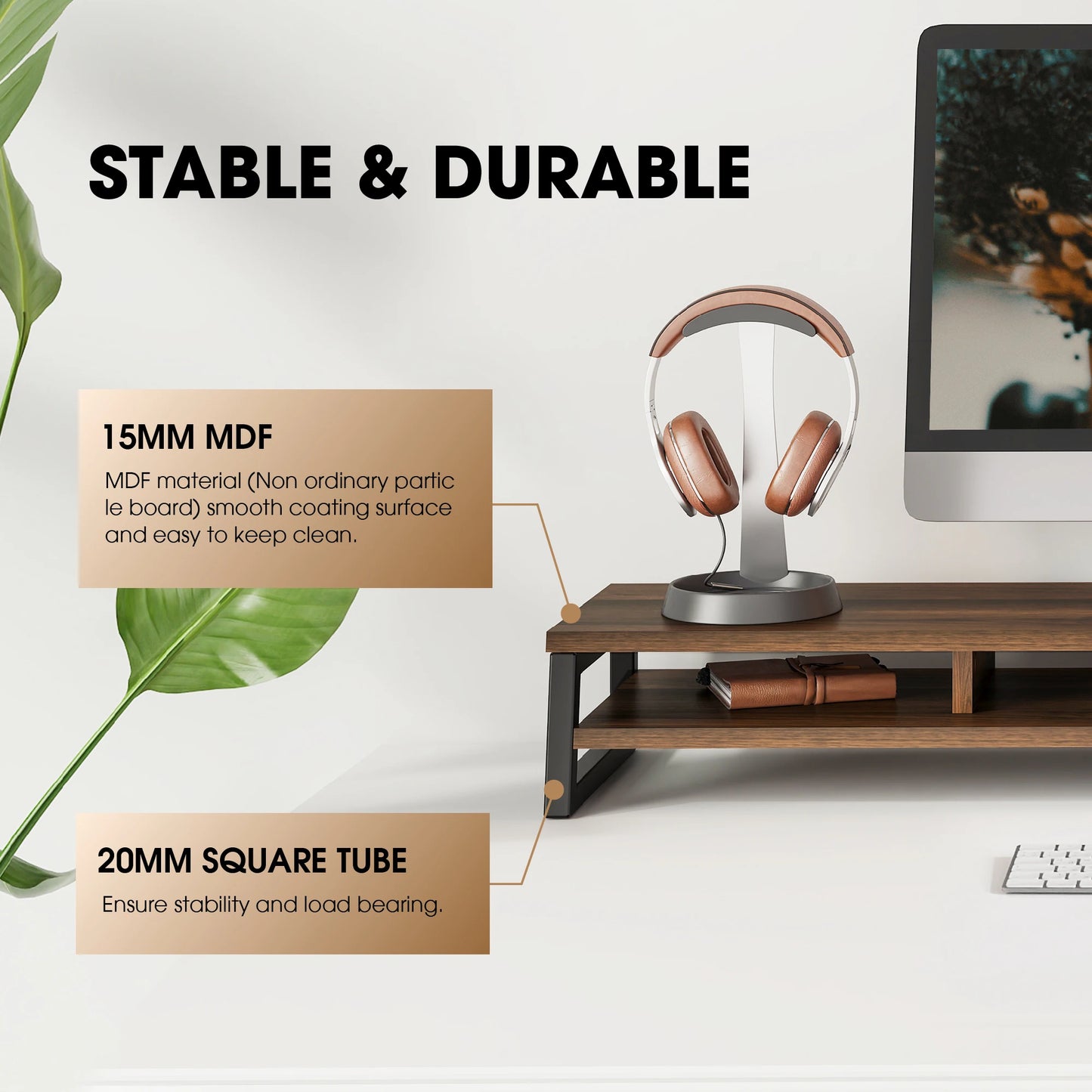 Fenge Dual Monitor Stand Riser for Desk, 42.5In Large Monitor Stand for 2 Monitor - 42.5X9.2X5.4 Inches