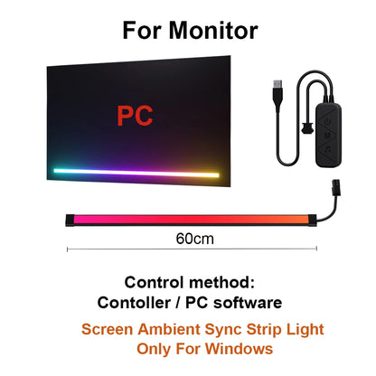 Smart Ambient TV PC Display Sync Computer Monitor Backlight LED Strip Light RGB Color DIY Game Holiday Atmosphere Computer