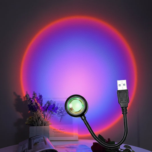 USB Sunset Light Lamp Self Photography Light LED Rainbow Neon Night Light Projector Photography Wall Atmosphere Light