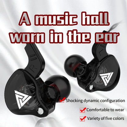 Original QKZ AK6 Copper Driver Hifi Wired Earphone Race Sport Headphone Bass Stereo Headset Music Earbuds 3.5MM in Ear with Mic