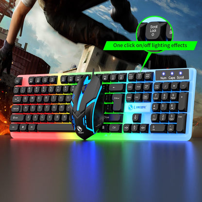 Keyboard, Luminous Keyboard and Mouse Set Hovering Keyboard Mechanical Feeling Gaming Mouse and Keyboard Colourful RGB Lights Wired Keyboard Wired Mouse, Christmas Gifts for Him/Her