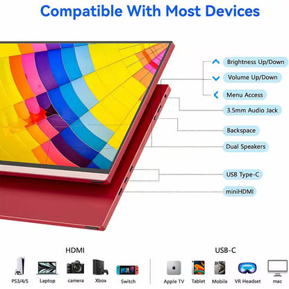 Portable Monitor, 1920 * 1200P IPS Laptop Monitor with USB-C, Freesync HDMI Gaming Monitor