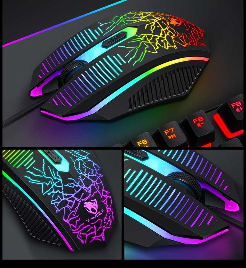RGB PC Gaming Keyboard Mouse & Headset Set LED Gamer Bundle Mechanical Kits 4IN1