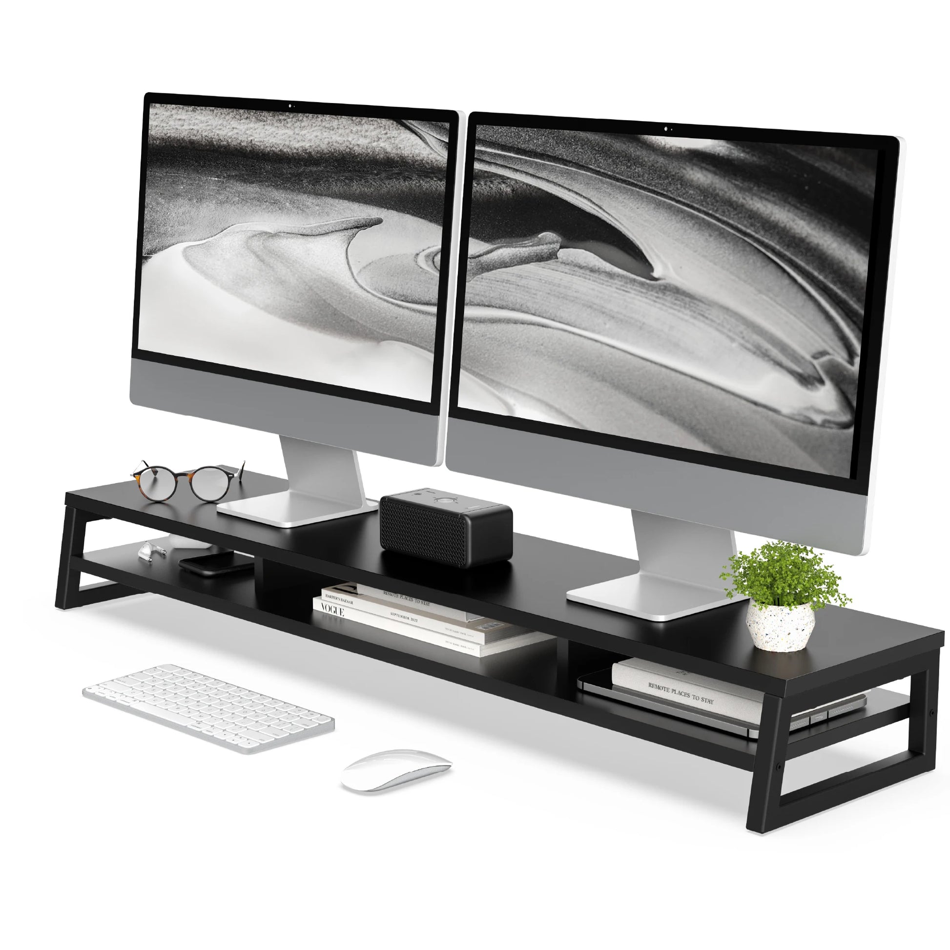 Fenge Dual Monitor Stand Riser for Desk, 42.5In Large Monitor Stand for 2 Monitor - 42.5X9.2X5.4 Inches
