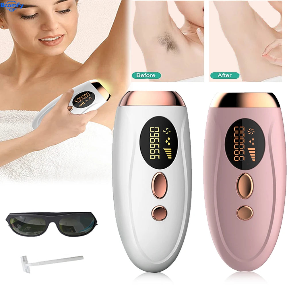 Professional Permanent Laser Hair Removal Device with 999,999 Flashes - Painless Epilator for Women's Body, Facial, Legs, and Bikini Line