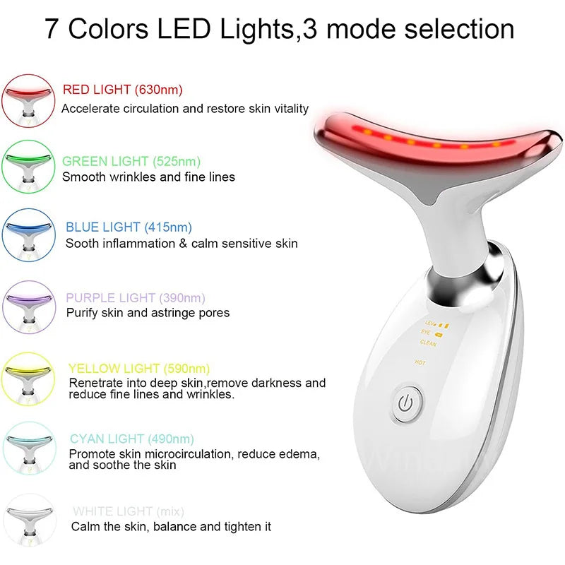 Microcurrent Facial and Neck Lifting Massager with LED Photon Therapy for Skin Tightening and Double Chin Reduction, Anti-Wrinkle Beauty Device