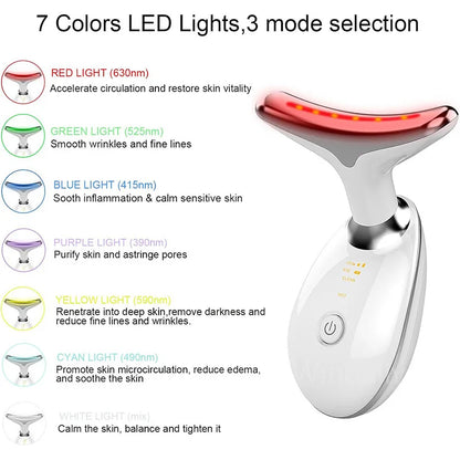Microcurrent Facial and Neck Lifting Massager with LED Photon Therapy for Skin Tightening and Double Chin Reduction, Anti-Wrinkle Beauty Device