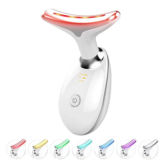 Microcurrent Facial and Neck Lifting Massager with LED Photon Therapy for Skin Tightening and Double Chin Reduction, Anti-Wrinkle Beauty Device