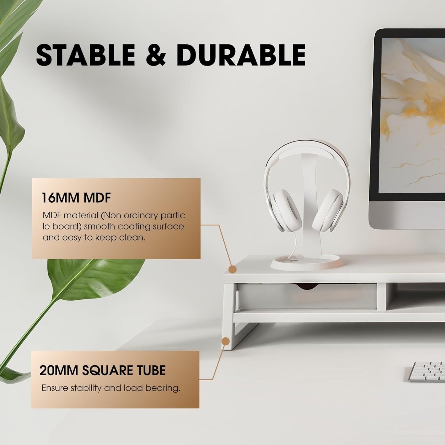 Fenge Dual Monitor Stand Riser for Desk, 42.5In Large Monitor Stand for 2 Monitor - 42.5X9.2X5.4 Inches