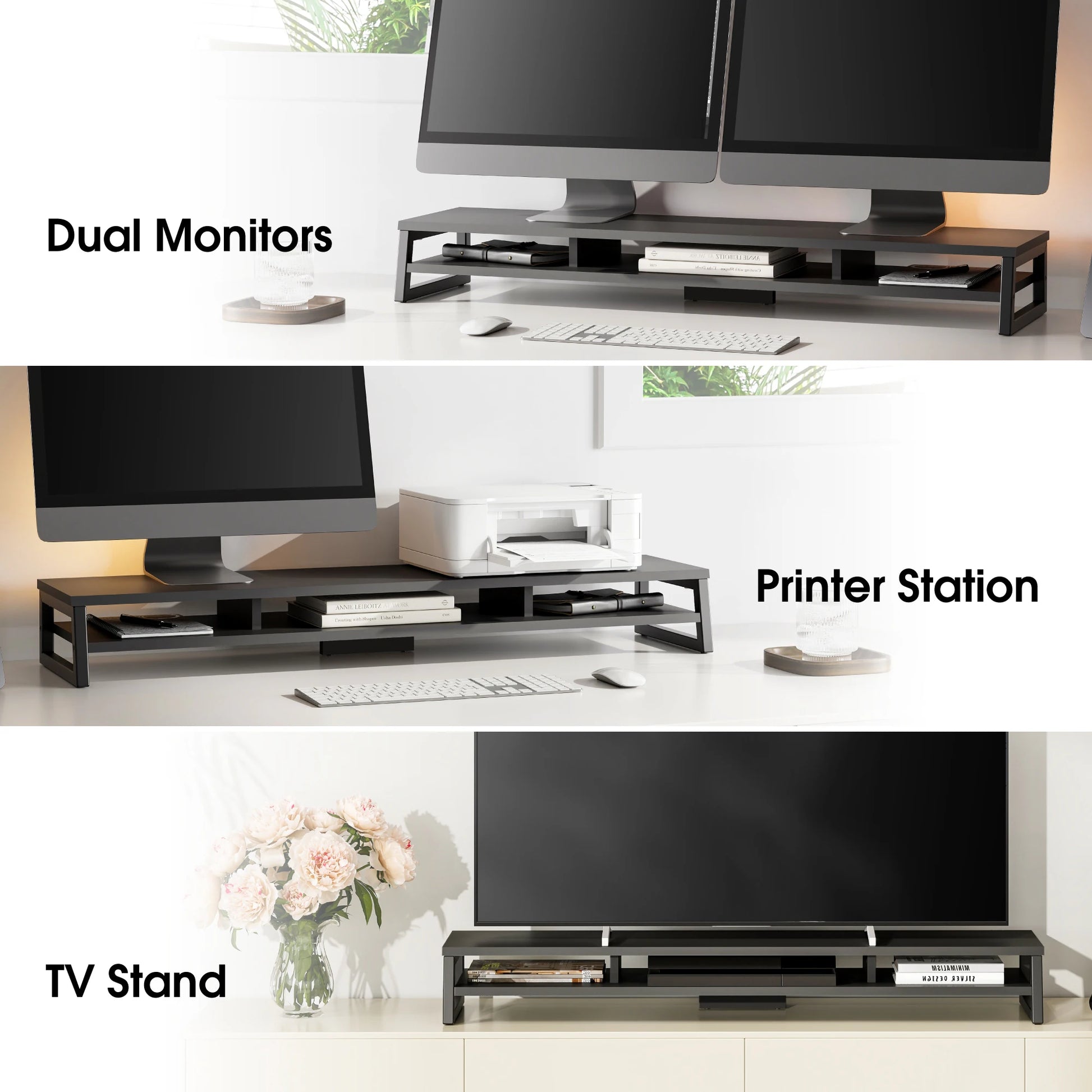 Fenge Dual Monitor Stand Riser for Desk, 42.5In Large Monitor Stand for 2 Monitor - 42.5X9.2X5.4 Inches