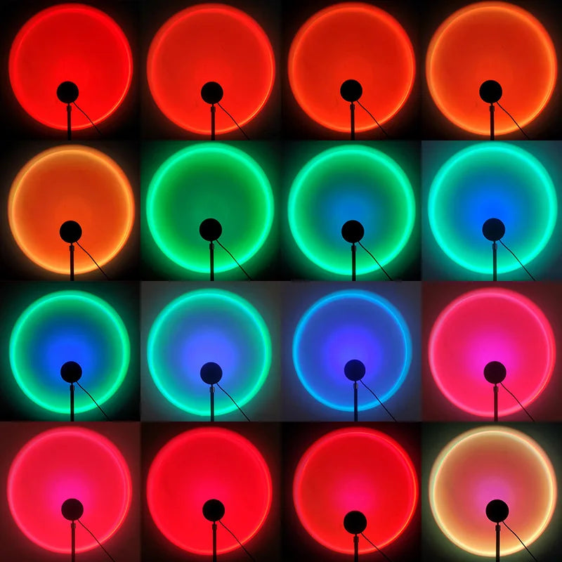 ZK20 Sunset Lamp Led Projector Remote Control Rainbow Atmosphere Night Light Photographic Home Background Wall Decoration Lamp