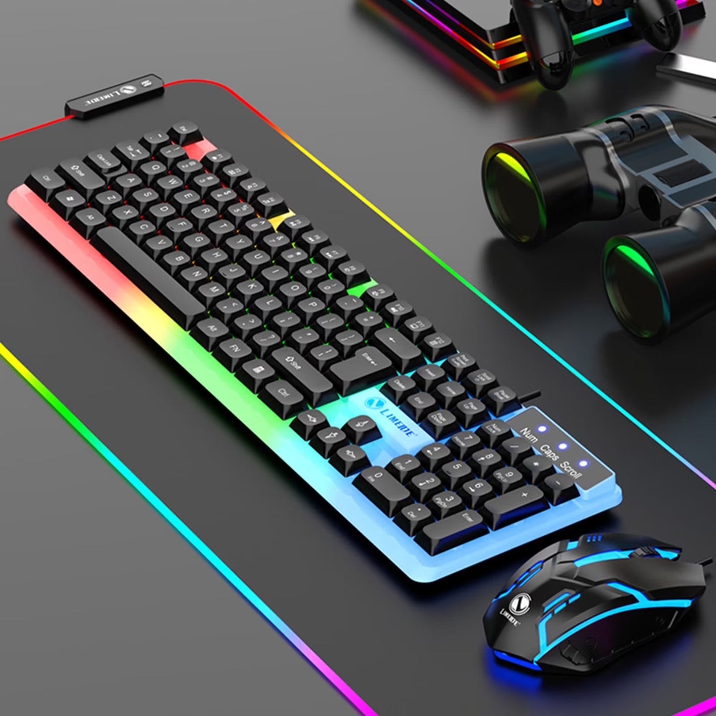 Keyboard, Luminous Keyboard and Mouse Set Hovering Keyboard Mechanical Feeling Gaming Mouse and Keyboard Colourful RGB Lights Wired Keyboard Wired Mouse, Christmas Gifts for Him/Her